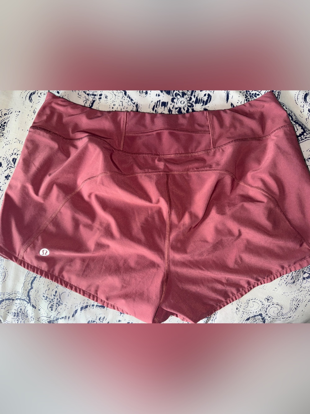 Lululemon Deep Rose Swiftly Athletic Shorts 16” waist across